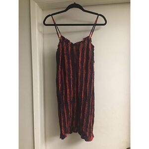 NWOT~Forever 21 Red & Blue Stripe Stretchy Seersucker Mini Sundress Sz Large